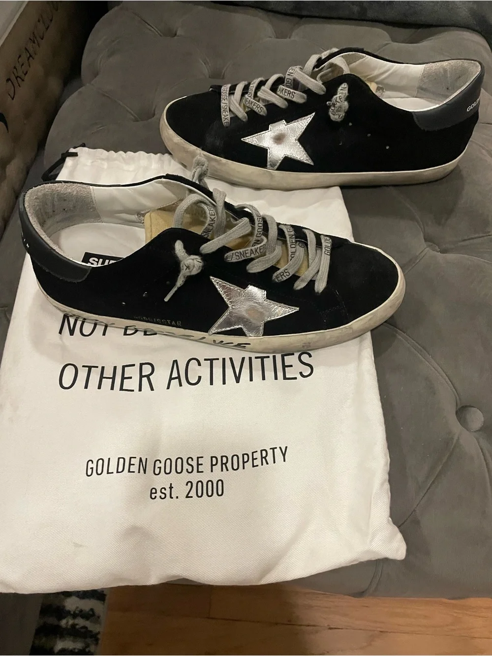 Golden Goose Super-Star Black Low-Top Sneakers with White Soles
